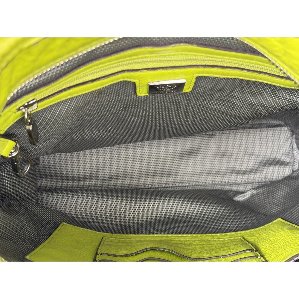 MCM Messenger Crossbody Bag in Neon Green Visetos Monogram Leather S-15 - Picture 15 of 16